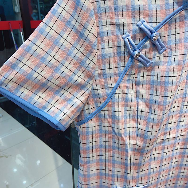 Yizhuo Yaxin 20B32 Women's clothing 2020 Summer New Chinese-style cheongsam dress Slimming, Republic of China style plaid dress Application Scenario