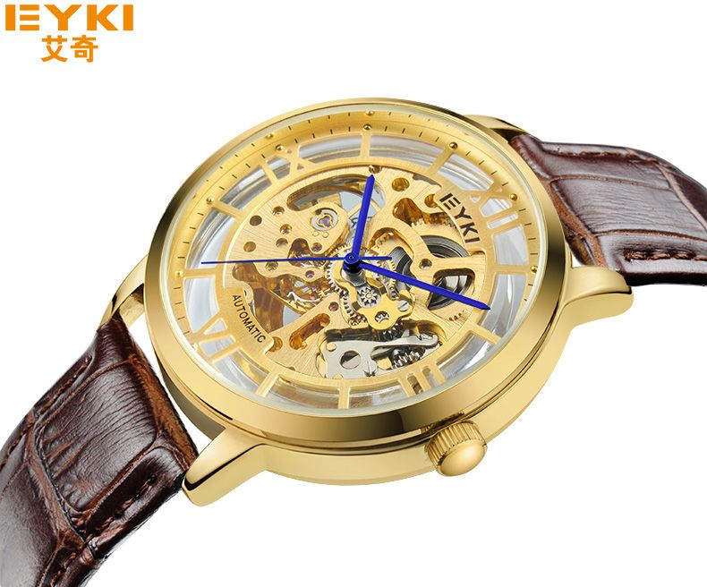 Yiwu Good Goods Fashion Fully automatic Skeleton Men's Belt Mechanical Watch EFL8882L Specification image