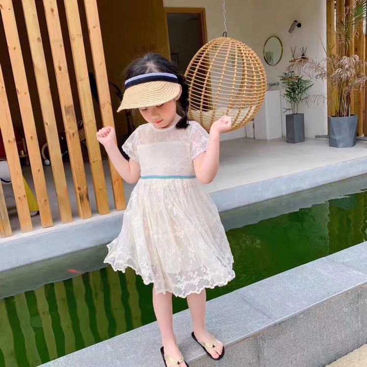 Summer new girl full cotton hollowed-out net embroidered dress thumbnail