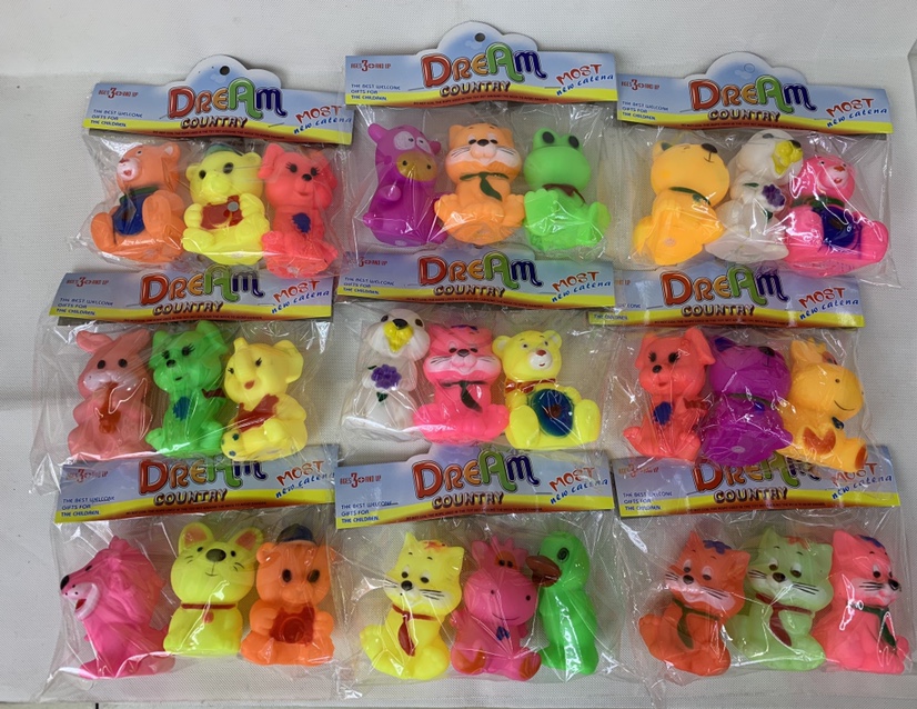 提捏叫动物3PCS，宠物玩具发声玩具