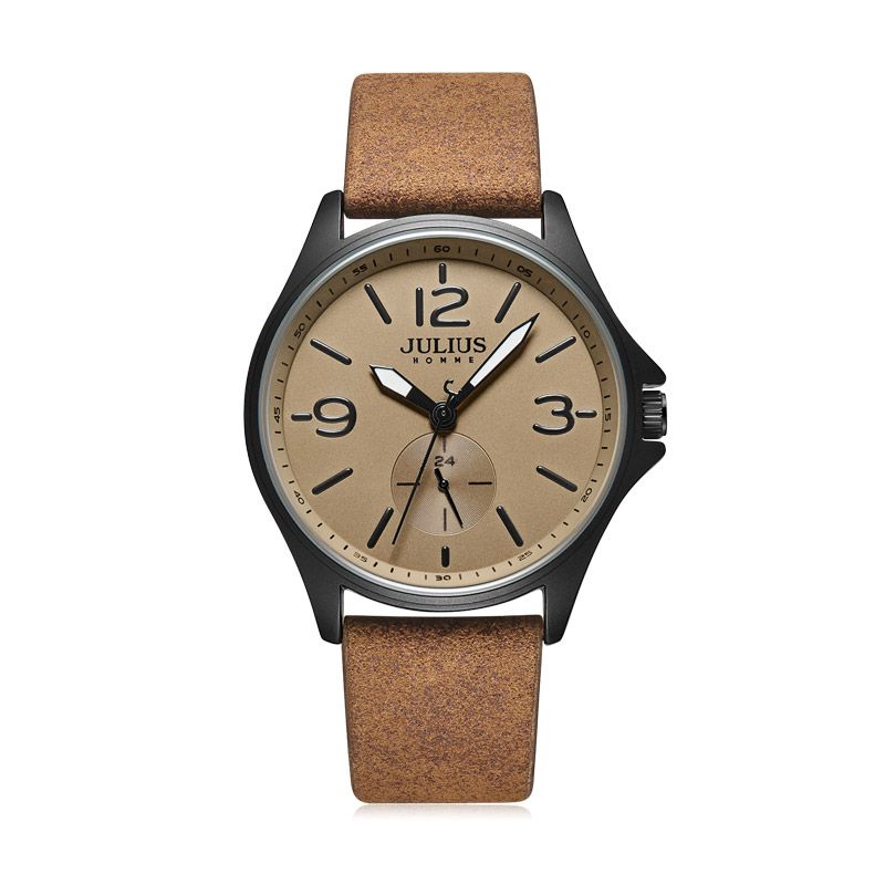 Yiwu Quality Korean version men's leather strap waterproof fashionable sports quartz watch JAH-110 details Picture