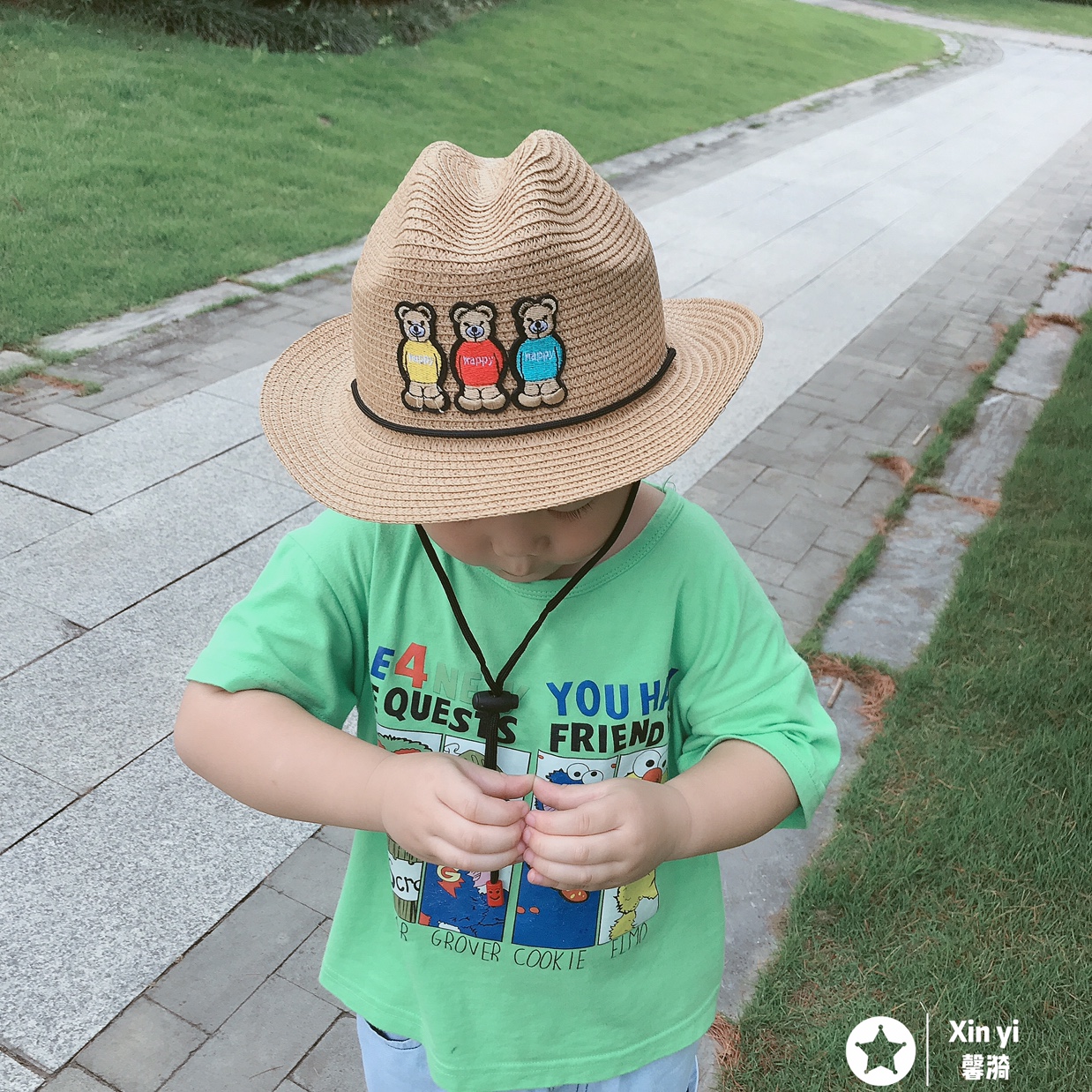 夏帽男童帽儿童小牛仔草帽 遮阳防晒草帽男宝宝帽子2岁到8岁