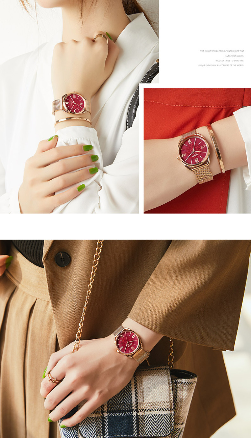 Yiwu Quality Korean version mesh strap waterproof fashionable White-collar Quartz Watch JA-1184 detail image 4