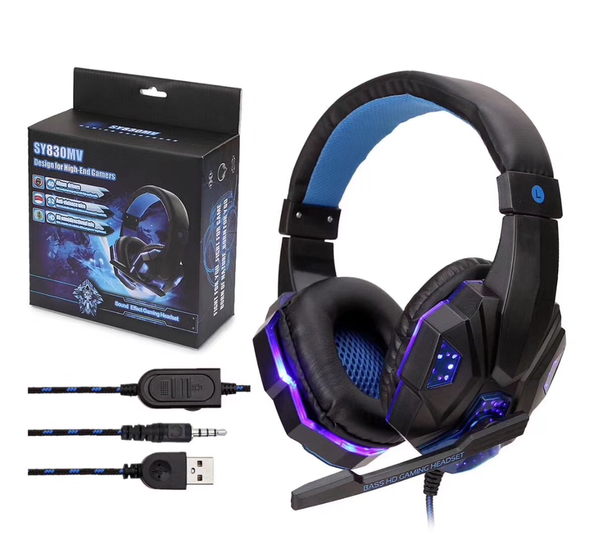 Auriculares para juegos de ordenador SY830, estilo esports. Con luz, jack PS4 Application Scenario