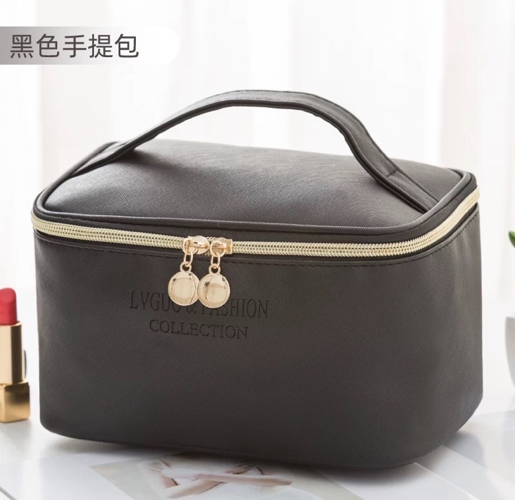 韩版新款十字纹PU皮革化妆箱 旅行收纳洗漱化妆品化妆包定制logo细节图