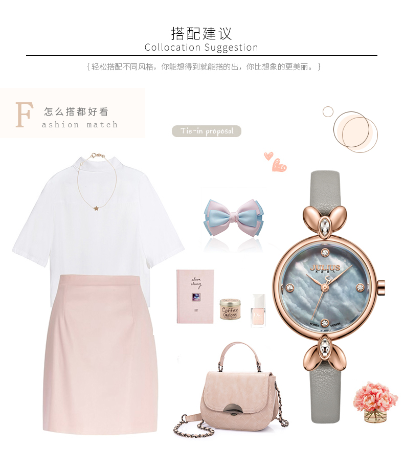 Yiwu Quality Korean version female leather strap waterproof fashionable white-collar quartz Watch JA-975 detail image 4