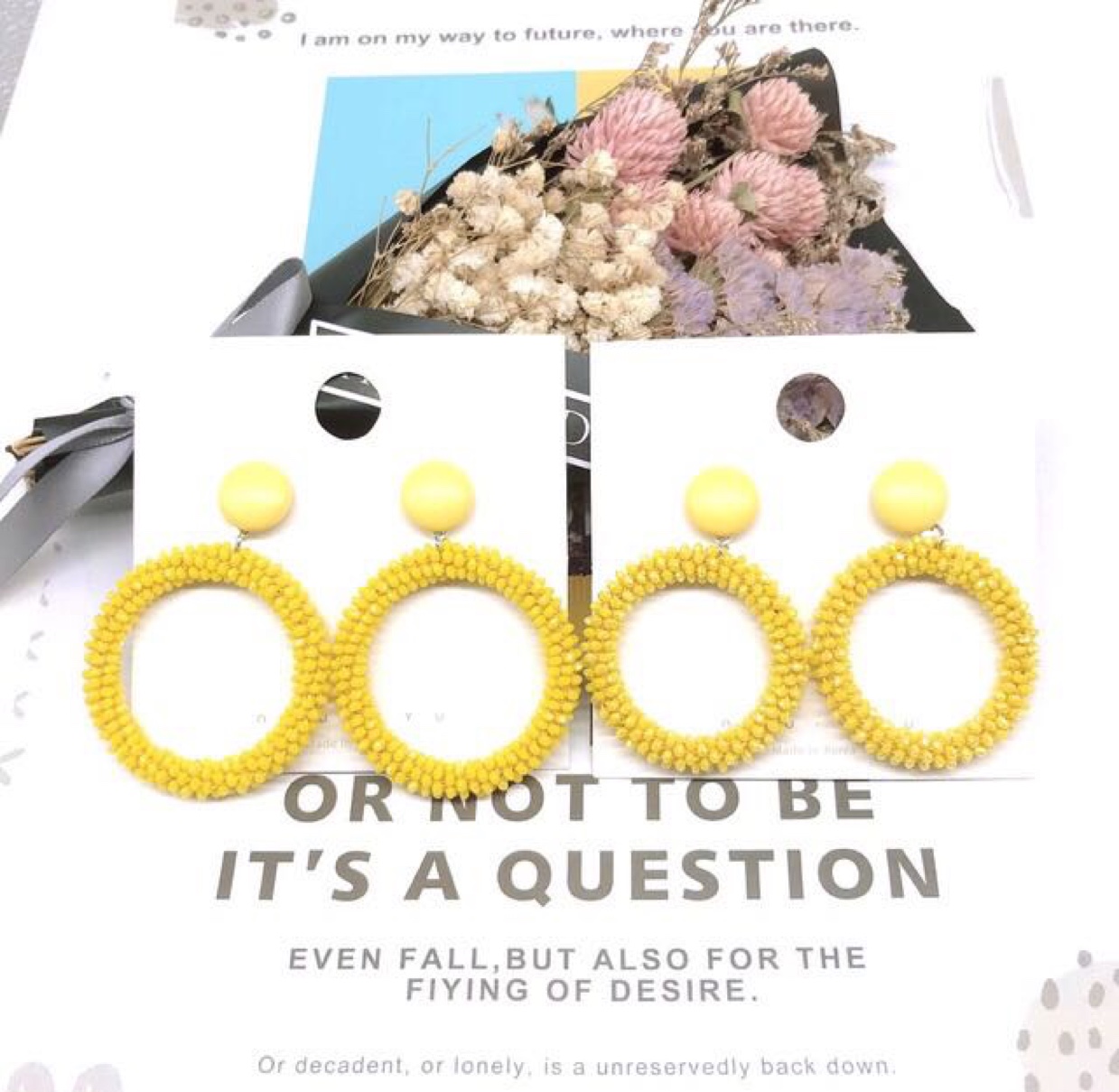 Handcrafted crystal earrings in a minimalist and trendy Korean style Item Picture