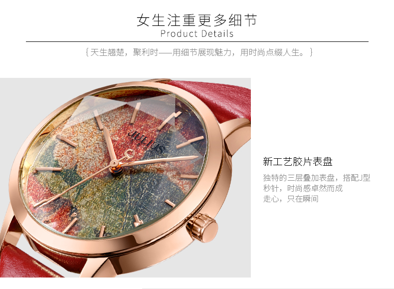 Yiwu Quality Korean-style waterproof and fashionable white-collar quartz watch JA-977 detail image 5