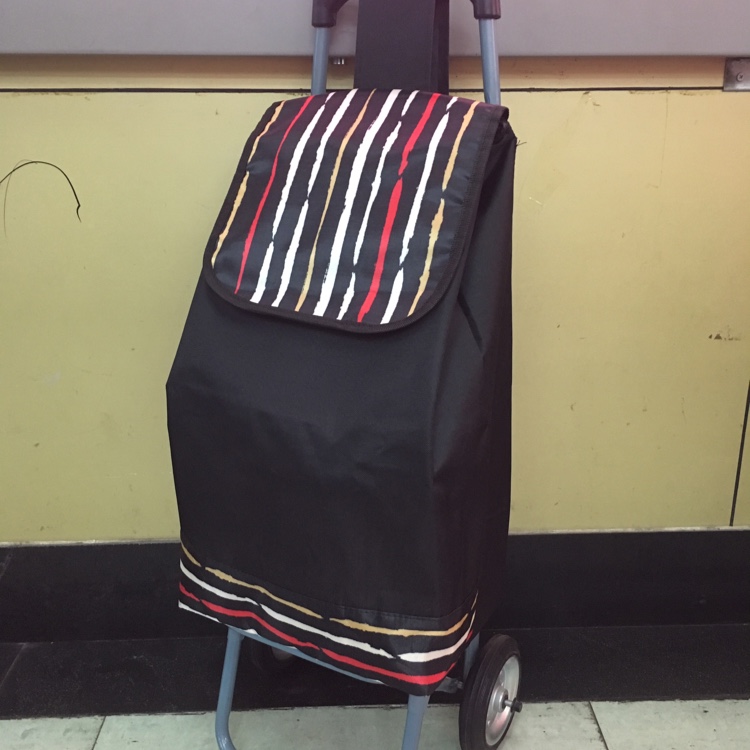 A large shopping cart made of Oxford cloth with straight stripes