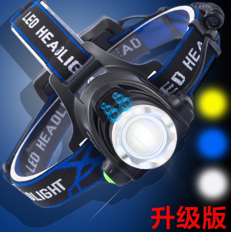 头灯强光充电超亮夜钓头戴式led智能感应探险巡逻轻便可调节焦距超远照明