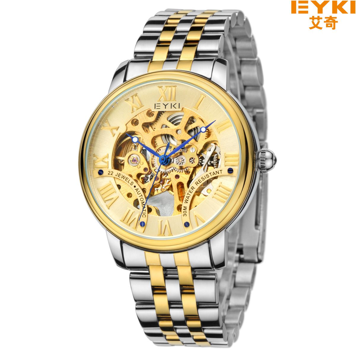 Yiwu Quality Fashion Fully automatic Skeleton Men's steel Band Mechanical Watch EFL8880L Specification image