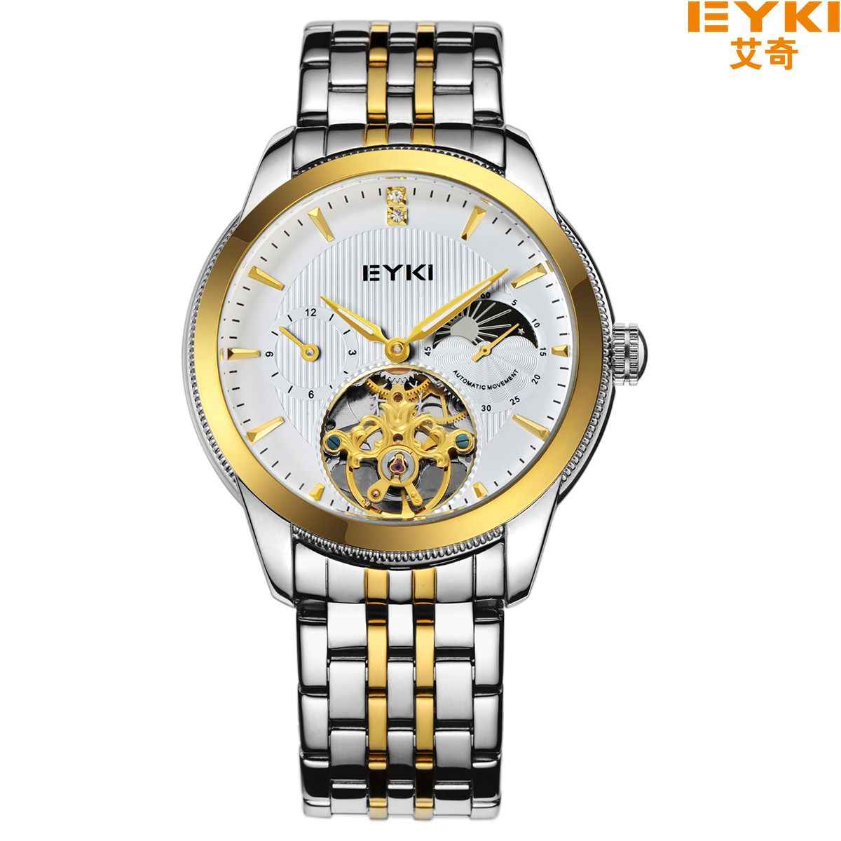 Yiwu buenos productos moda totalmente automático hueco hombre acero correa reloj mecánico EFL8842L