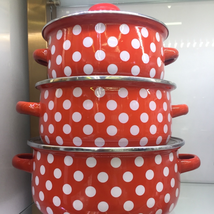 Three-piece enamel pot set