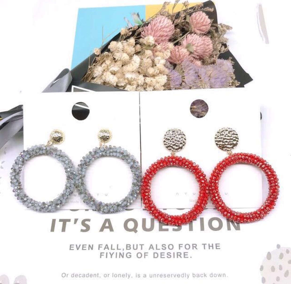 Handcrafted crystal earrings in a minimalist and trendy Korean style Application Scenario