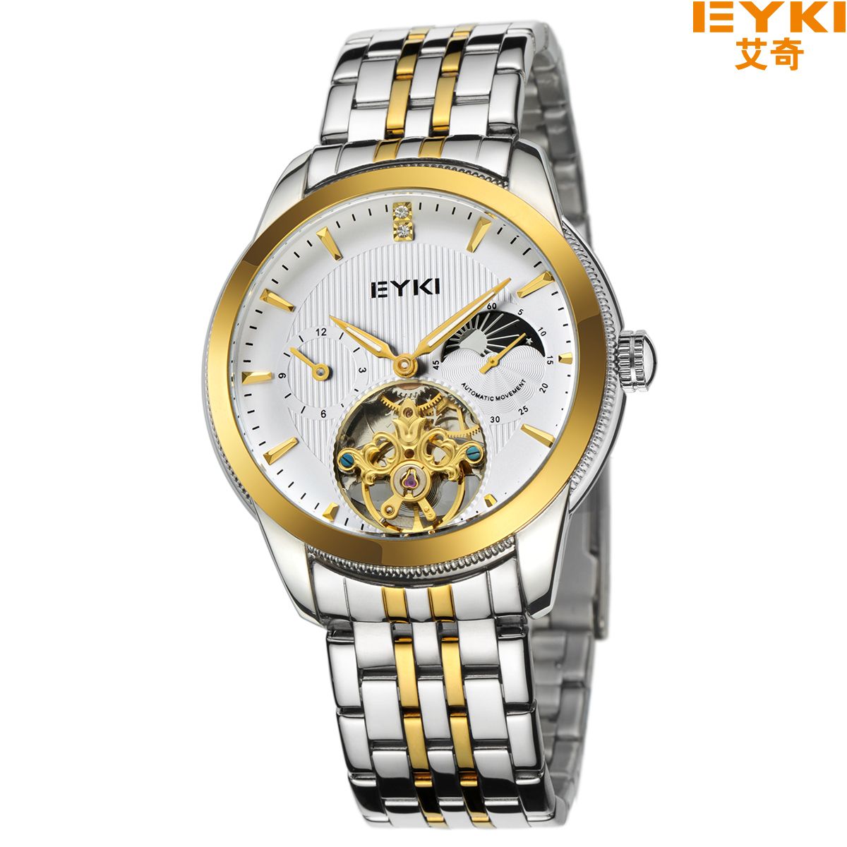 Yiwu Quality Fashion Fully automatic Skeleton Men's Steel Band Mechanical Watch EFL8842L details Picture