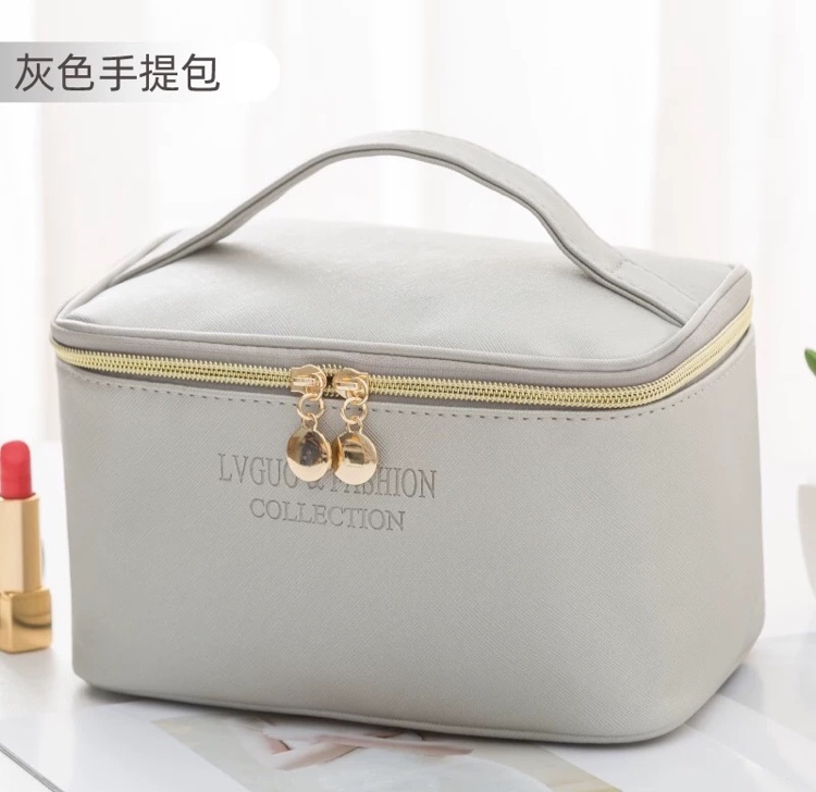 韩版新款十字纹PU皮革化妆箱 旅行收纳洗漱化妆品化妆包定制logo产品图