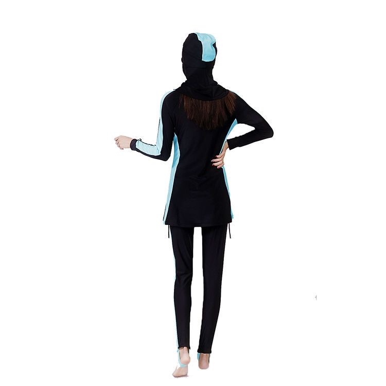 Muslim Conservative Three-Piece Color Sunscreen Outdoor Sports Hui Long Sleeve Swimsuit Student Female Conservative Swimsuit Specification drawing