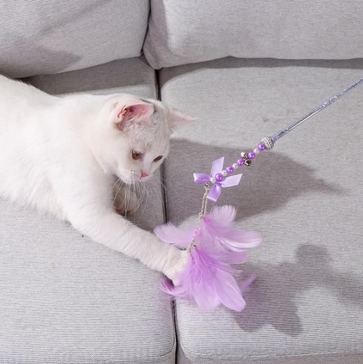 Pet products Detachable cat teasing stick with bell feathers Scratch resistant cat interactive cat teasing stick manufacturers direct sales details Picture