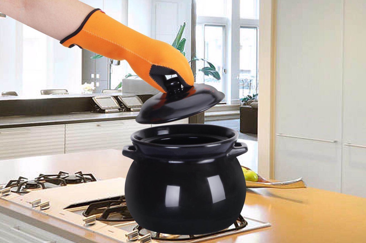 鸭嘴隔热手套.涤纶面料加橡胶材质.14cm/32cm产品图