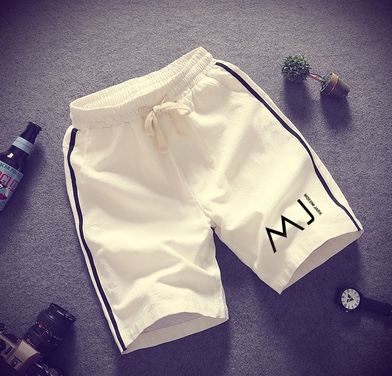 Hong Kong Fashion Brand Large Size Casual Shorts Men Hong Kong Wind Sports Loose Beach Pants Letters Draw Rope Cotton Linen Five Quarter Pants Men Specification drawing