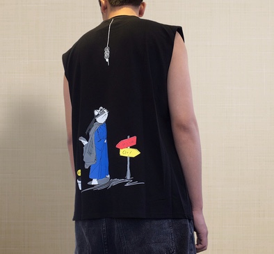 Japanese Sleeveless T-Shirt Boys Summer Trend Printed Vest Hong Kong Wind Ins Fashion Brand Vest details Picture