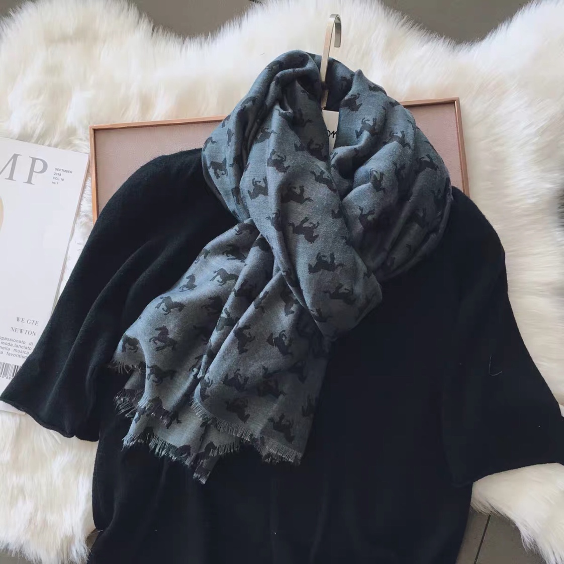 Ladies Korean autumn winter coat versatile casual hot style scarf thumbnail