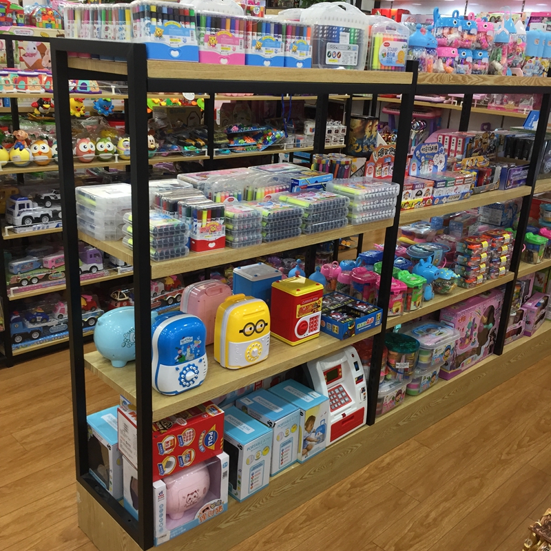 超市货架商场日用品便利店母婴店货架单双面钢木精品展示架木质批发 价格 库存 义乌小商品城