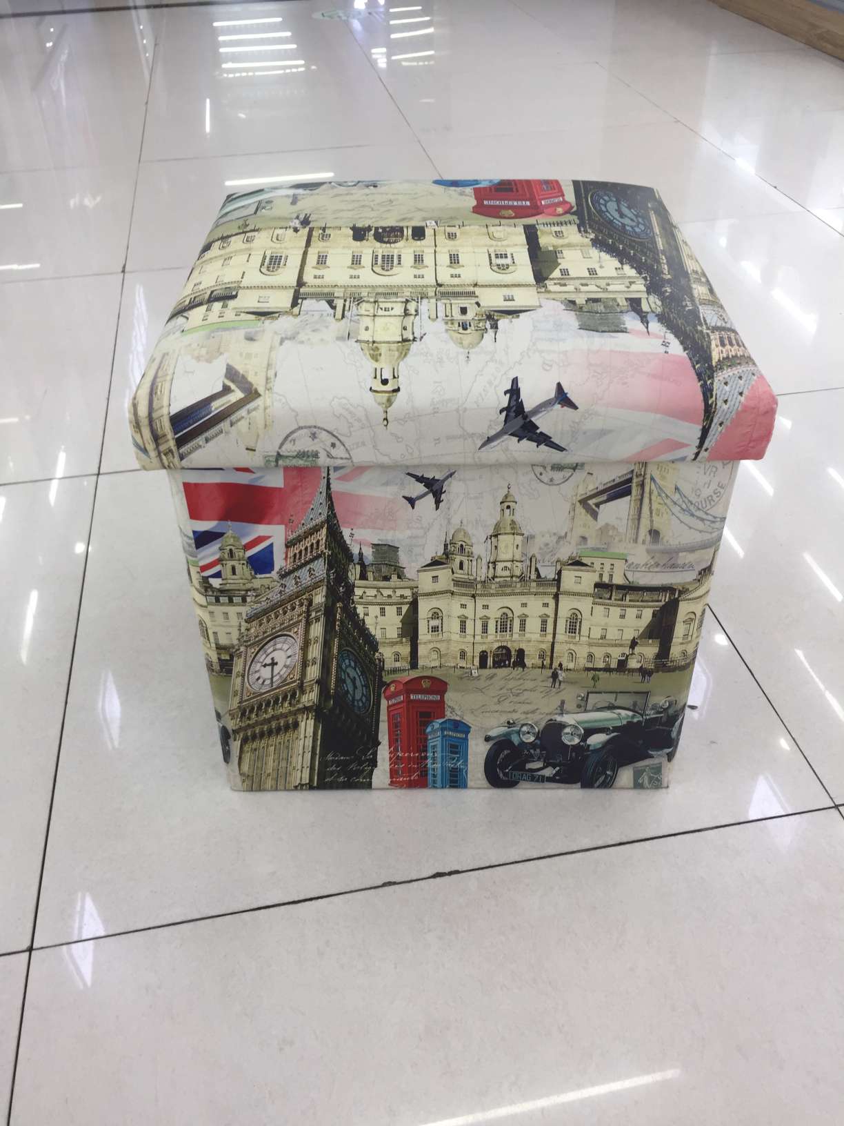 Gretel European-American style PU reinforced square 38X38X38 storage stool clothing toy packing box wholesale thumbnail