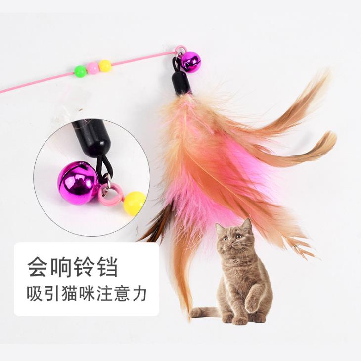 Manufacturers direct sales cat toys high toughness metal wire cat teasing stick interactive with bell feather cat teasing stick Specification drawing