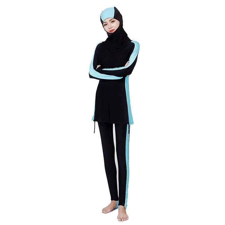 Muslim Conservative Three-Piece Color Sunscreen Outdoor Sports Hui Long Sleeve Swimsuit Student Female Conservative Swimsuit