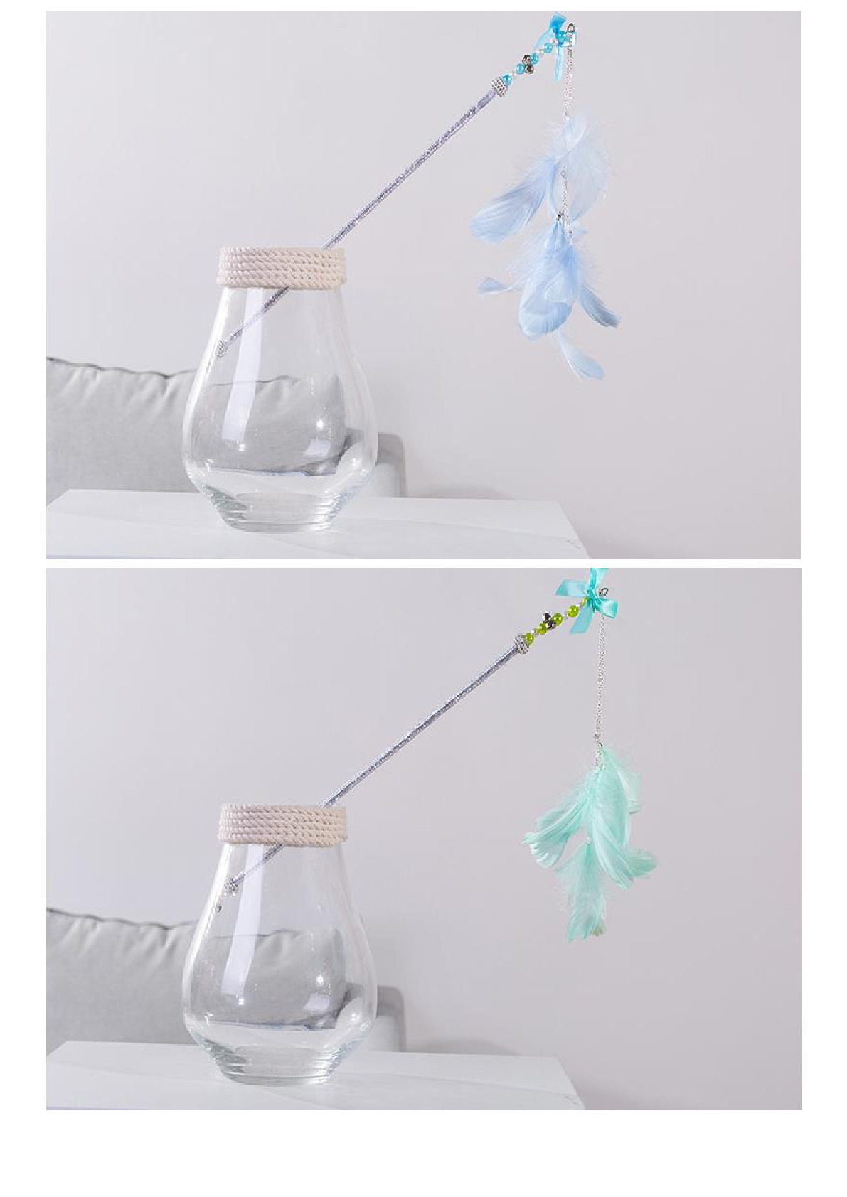 Pet products Detachable cat teasing stick with bell feathers Scratch resistant cat interactive cat teasing stick manufacturers direct sales undefined