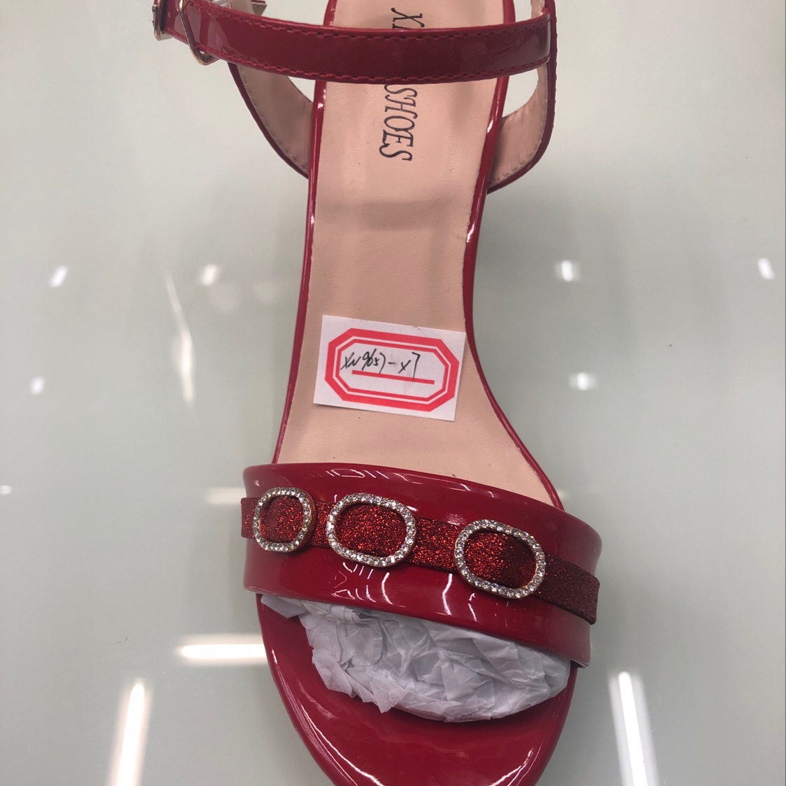 Women's Red Fashion Mid-Heeled Sandals Specification drawing