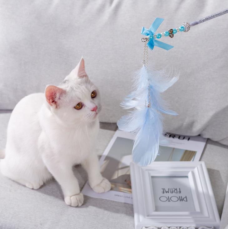 Pet products Detachable cat teasing stick with bell feathers Scratch resistant cat interactive cat teasing stick manufacturers direct sales full figure