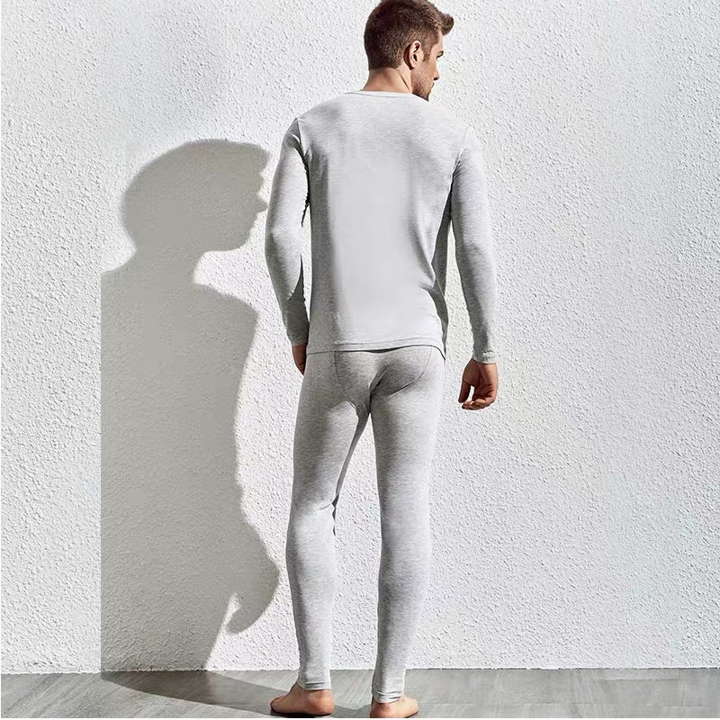 男士保暖内衣套装春秋纯棉薄款棉毛衫男女青年紧身打底秋衣秋细节图