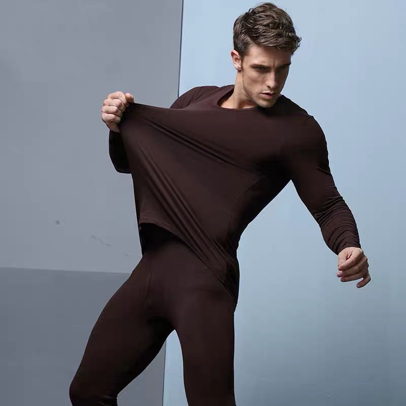 男士保暖内衣套装春秋纯棉薄款棉毛衫男女青年紧身打底秋衣秋裤冬