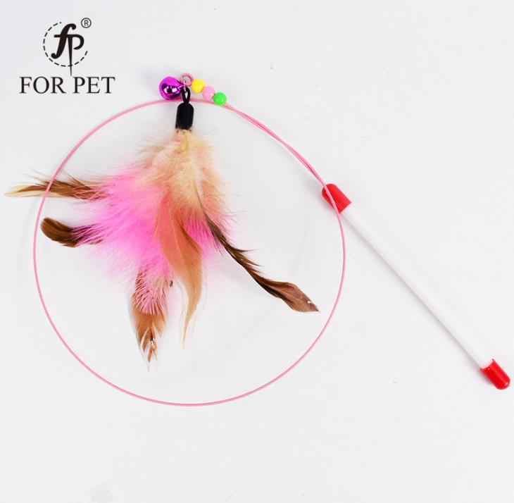 Manufacturers direct sales cat toys high toughness metal wire cat teasing stick interactive with bell feather cat teasing stick full figure