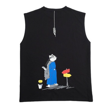 Japanese Sleeveless T-Shirt Boys Summer Trend Printed Vest Hong Kong Wind Ins Fashion Brand Vest