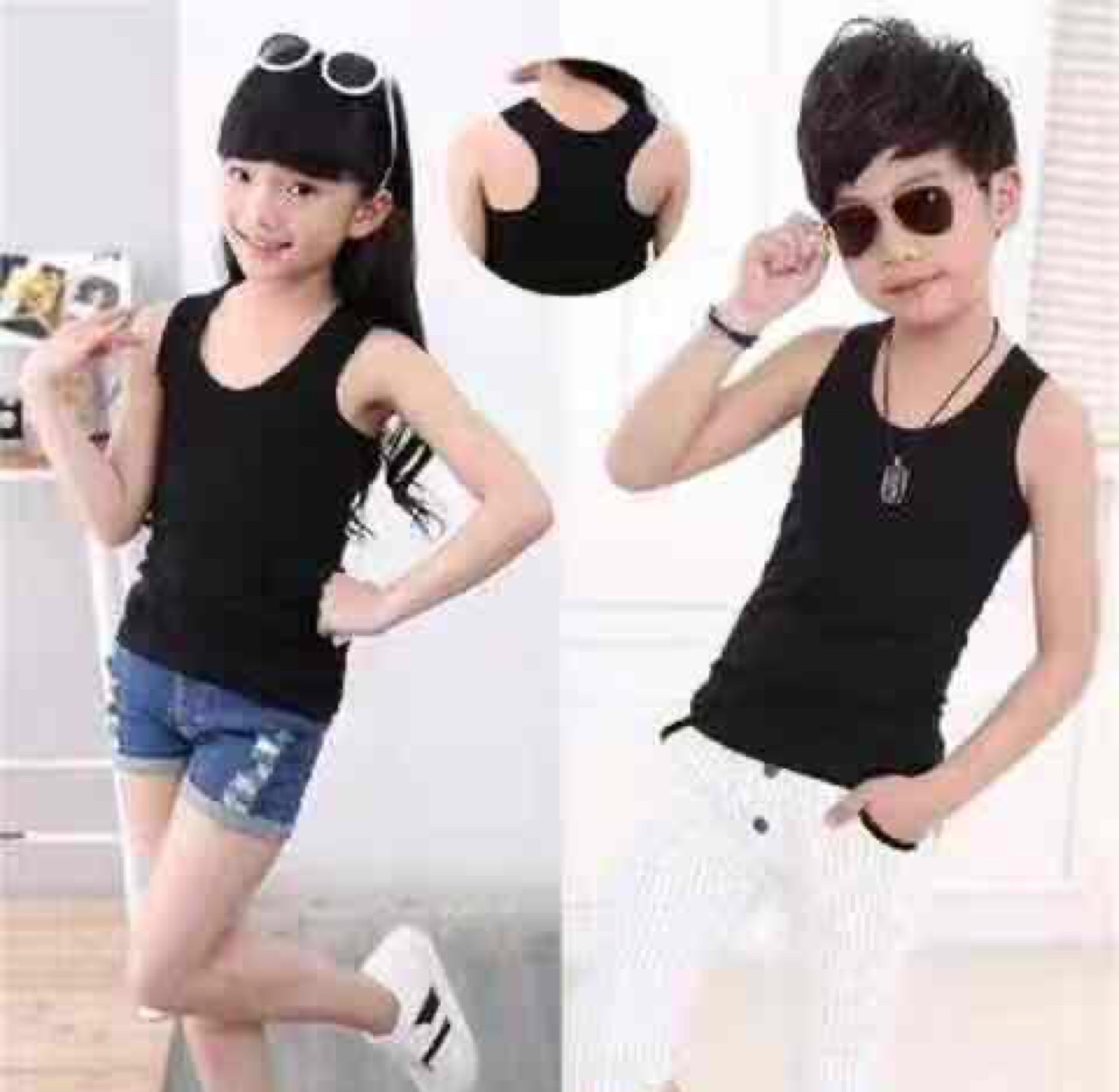 Summer 2020 New Children's Vests For Men And Women Slim Slim Vests Specification drawing