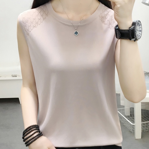 新款无袖小背心杏色