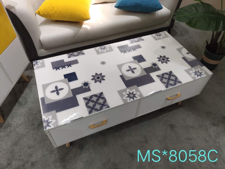 PVC soft glass tablecloth with floral patterns, European-style living room coffee table mat Specification image