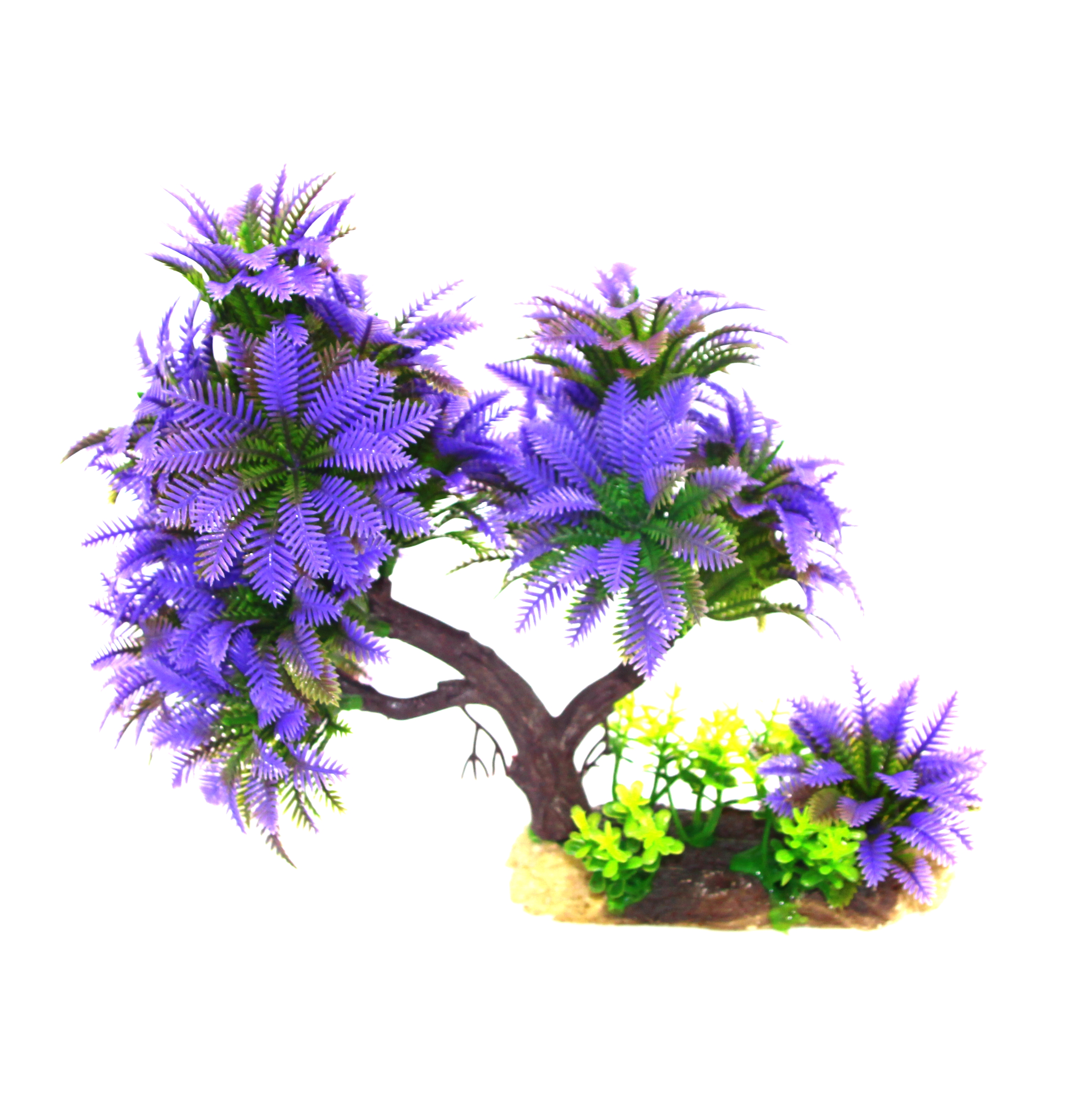 Aquarium decoration with simulated plastic aquatic plants detail image 1