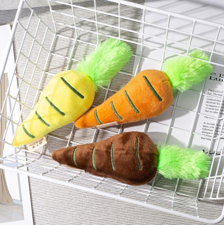 Factory direct sales explosive vegetable series pet toy plush sound color carrot cat toy Application Scenario