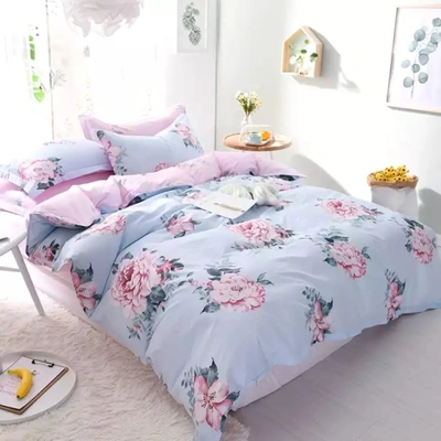 Free Cotton Four-Piece K Cotton Bedding Cover 200*230Cm Bed Sheet Pillowcase Spring Flowers