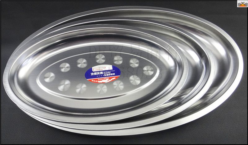 DF68033 Egg plate Egg plate Oval plate Stainless steel fish plate Dinner egg plate Non-magnetic thick fish plate extensive dish oval plate DF trading house