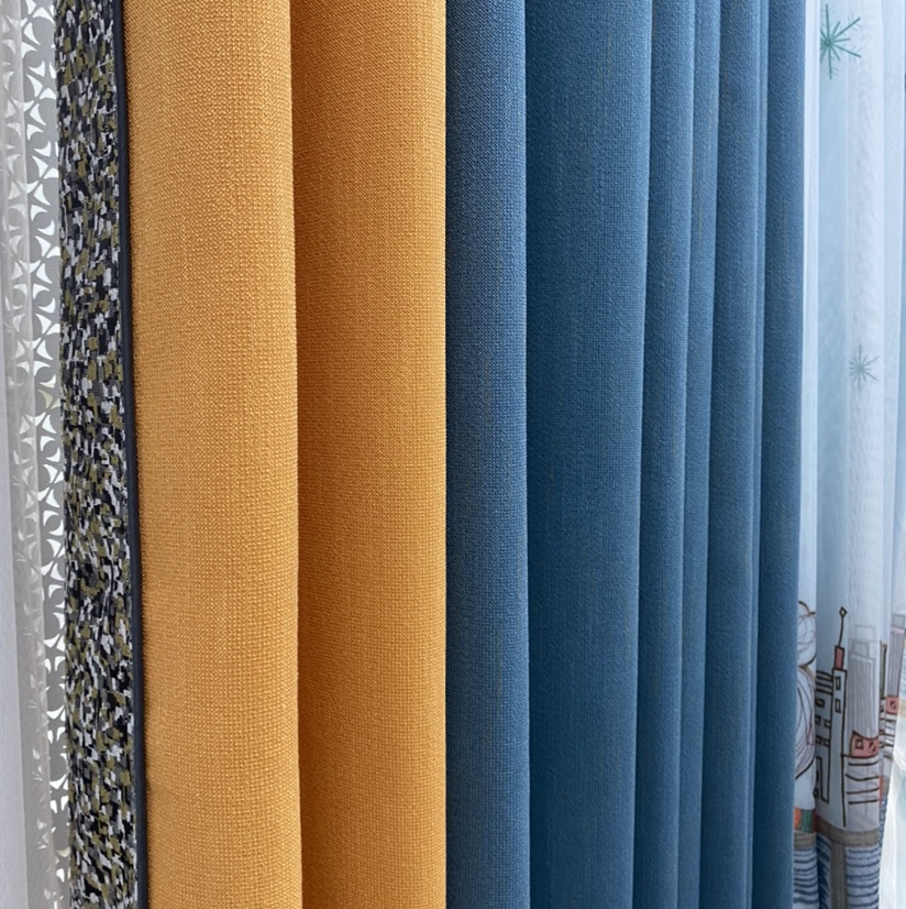 【 Haina 】 Light-blocking color-blocking single-color high-precision cotton and linen fabric - Item Picture