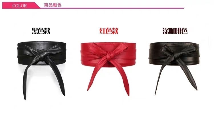 Source Head Factory Wholesale: Ladies Waist Seal Wide Belt Plus Long Bow Streamer Explosive Binding Cross-Border Fashion Belt details Picture