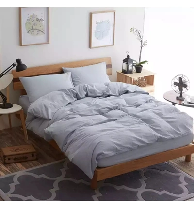 Washed Cotton Four-Piece K Cotton Japanese Solid Color Simple Hotel Bedding Pure Cotton 200*230Cm Bed Sheet Cover Pillowcase