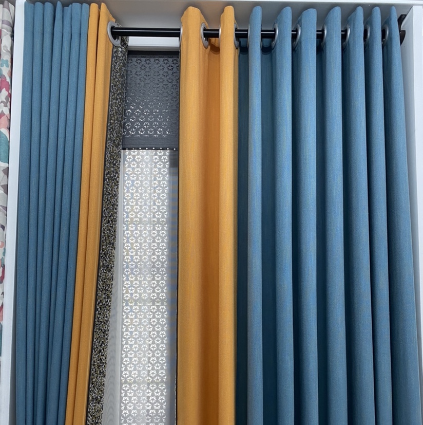 【 Haina 】 Light-blocking color-blocking single-color high-precision cotton and linen fabric - details Picture