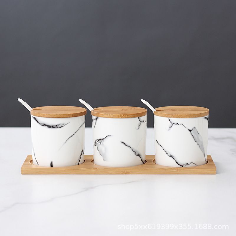 Yiwu Selection creative ceramic seasoning jar Northern European marbling seasoning jar kitchen supplies seasoning box set thumbnail
