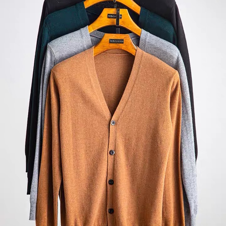 Ice Silk Knitwear Men's Cardigan Coat Slim-Fit Trend 2020 Summer Ultra-Thin Wear Air-Conditioned Sweater Wool details Picture